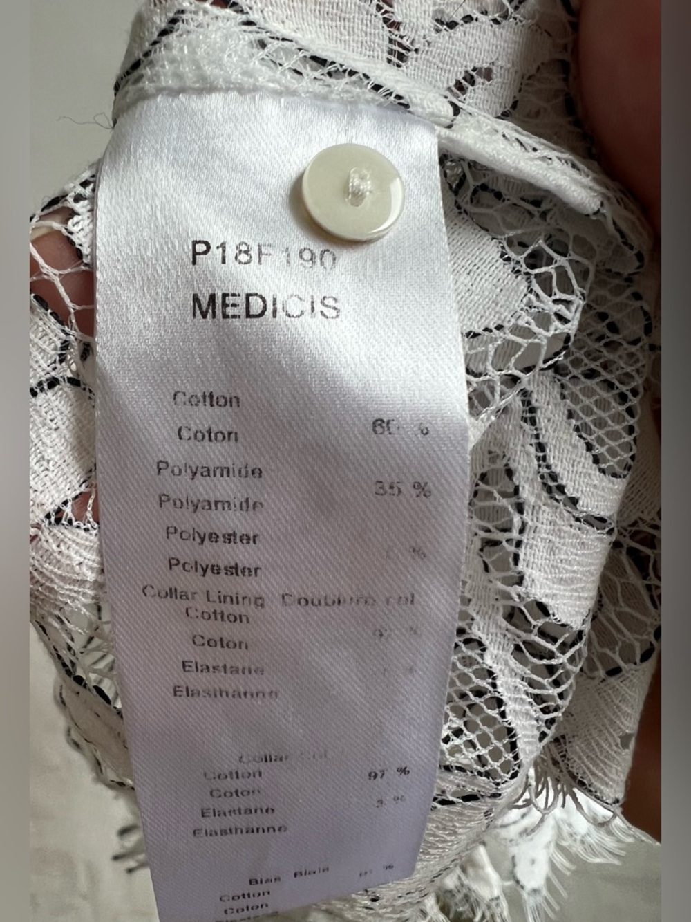 Anne Fontaine Palagio Women’s White Lace Button Down Blouse Shirt Boho 44 US 12 - Picture 9 of 10